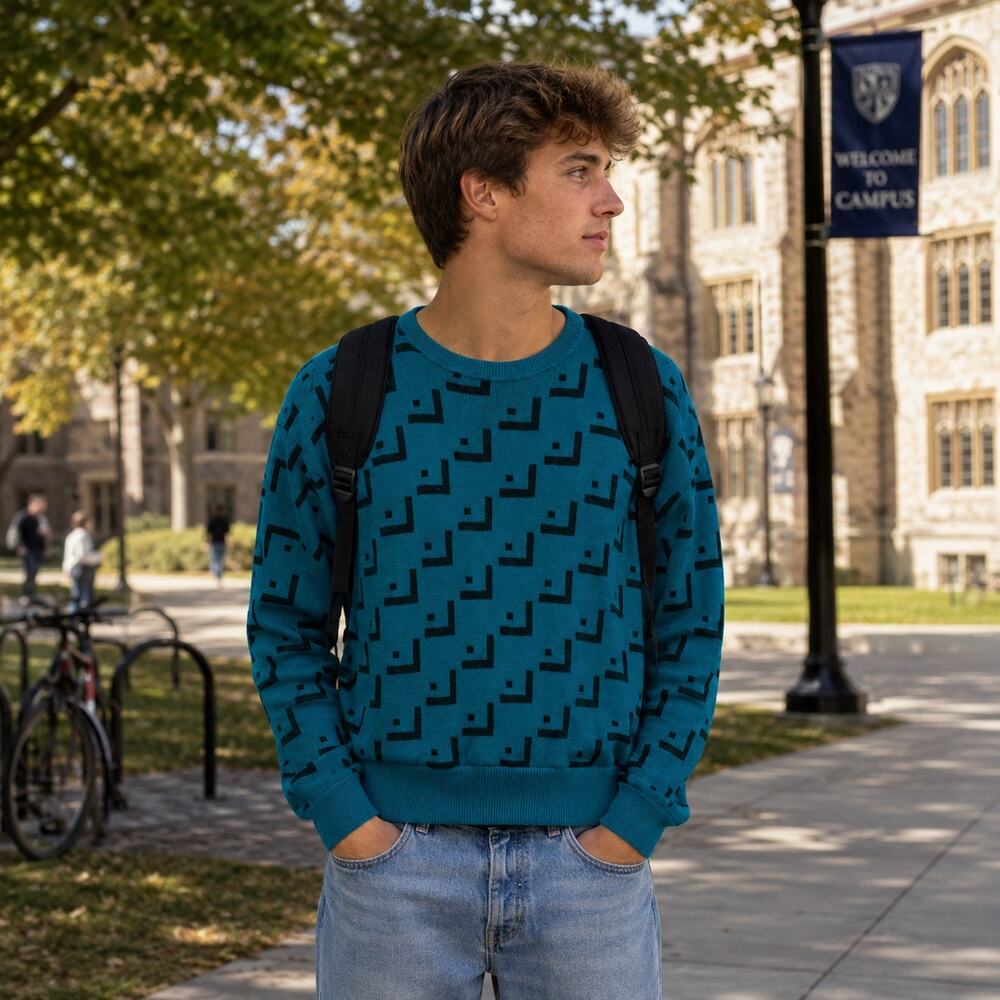 Gary Reed Vintage Geometric Sweater 80’s Style Size M Retro Academic Prep